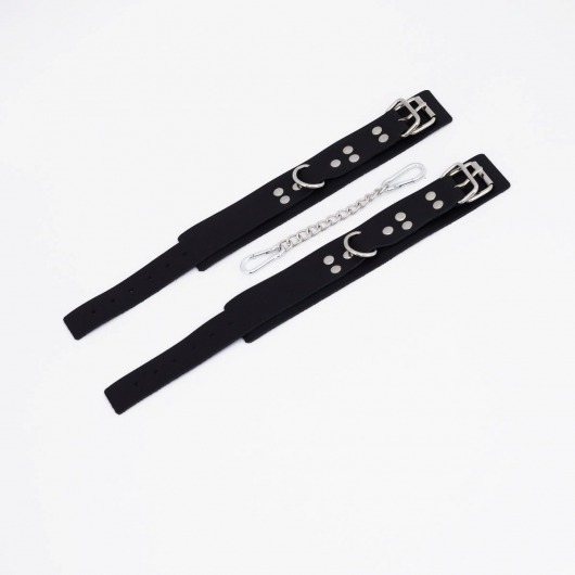 Черные кожаные оковы с регулируемыми ремешками - Crazy Handmade - купить с доставкой в Черкесске