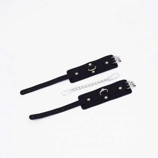 Черные кожаные оковы с хромированной фурнитурой - Crazy Handmade - купить с доставкой в Черкесске