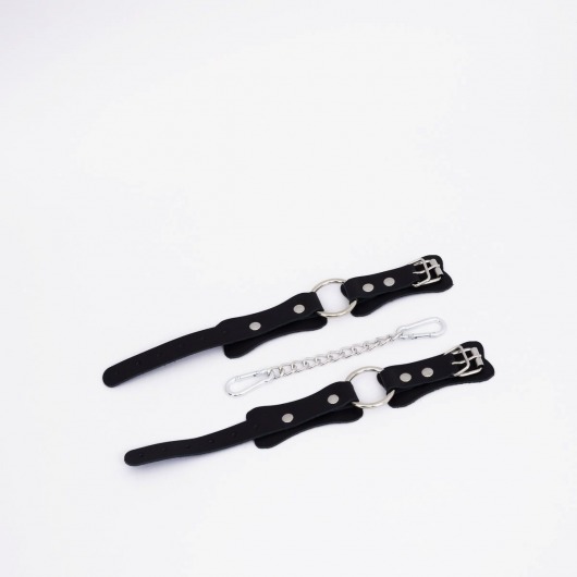 Черные кожаные оковы с кольцом - Crazy Handmade - купить с доставкой в Черкесске