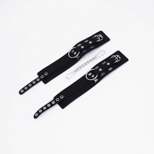 Черные кожаные оковы Sex - Crazy Handmade - купить с доставкой в Черкесске