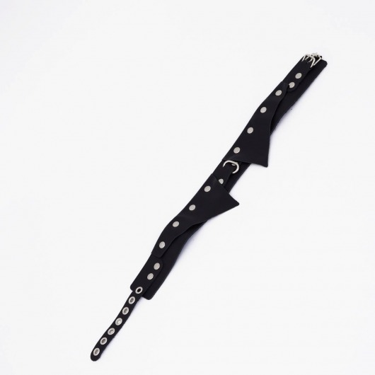 Черный однослойный кожаный ошейник с имитацией воротничка - Crazy Handmade - купить с доставкой в Черкесске