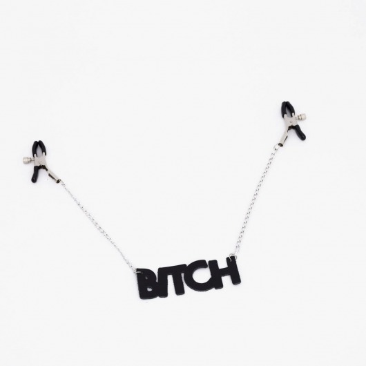 Зажимы на соски с кожаной подвеской Bitch - Crazy Handmade - купить с доставкой в Черкесске