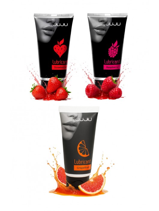 Набор из 3 съедобных лубрикантов JUJU (клубника, малина, грейпфрут) - JuJu - купить с доставкой в Черкесске