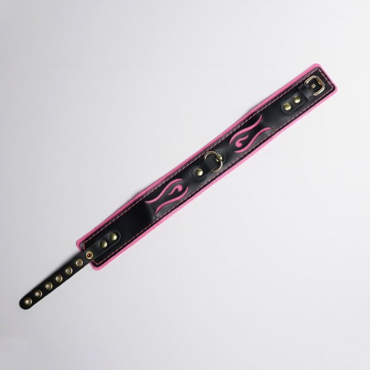 Черно-розовый ошейник с золотистой фурнитурой - Crazy Handmade - купить с доставкой в Черкесске