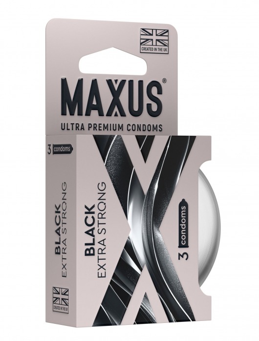 Черные утолщенные презервативы MAXUS Extra Strong с железным кейсом - 3 шт. - Maxus - купить с доставкой в Черкесске
