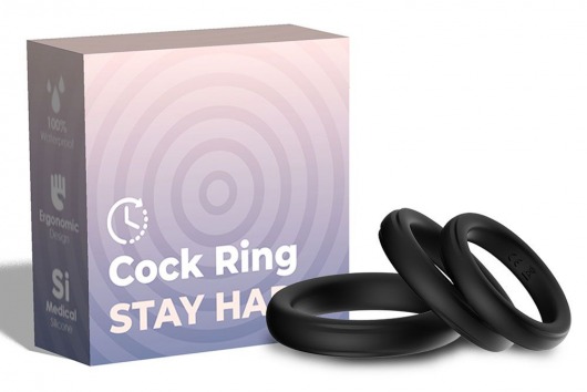 Набор из 3 черных эрекционных колец Stay Hard - Boys of Toys - в Черкесске купить с доставкой