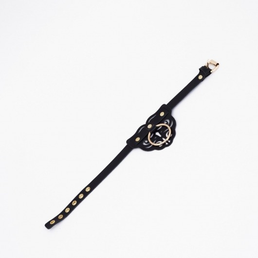 Черный чокер с клепками и золотистой фурнитурой - Crazy Handmade - купить с доставкой в Черкесске