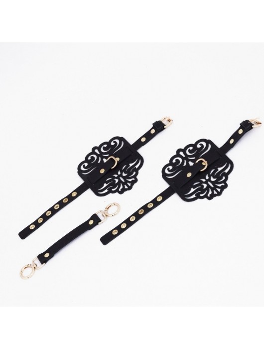 Черный фигурные оковы с золотистой фурнитурой - Crazy Handmade - купить с доставкой в Черкесске