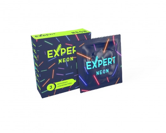 Светящиеся в темноте презервативы Expert Neon - 3 шт. - Expert - купить с доставкой в Черкесске