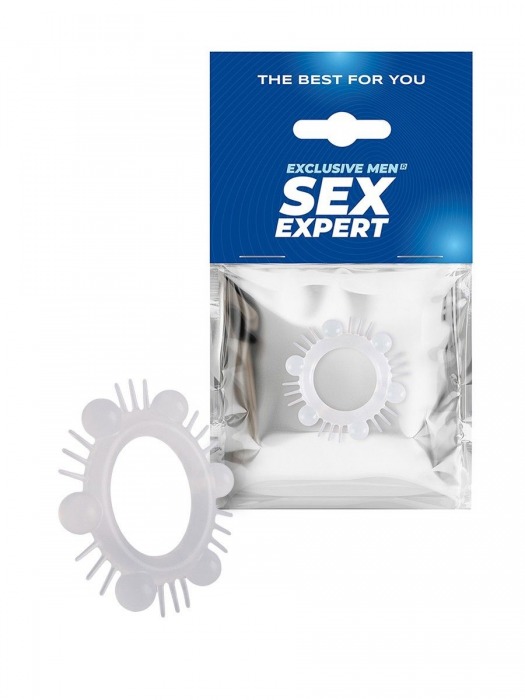 Эластичное эрекционное кольцо с шипиками и шариками - Sex Expert - в Черкесске купить с доставкой
