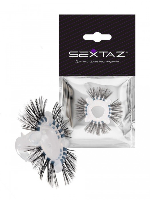 Эластичное эрекционное кольцо с черными «ресничками» - Sextaz - в Черкесске купить с доставкой