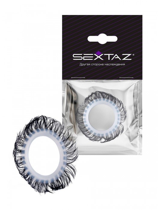 Эластичное эрекционное колечко с черными «ресничками» - Sextaz - в Черкесске купить с доставкой