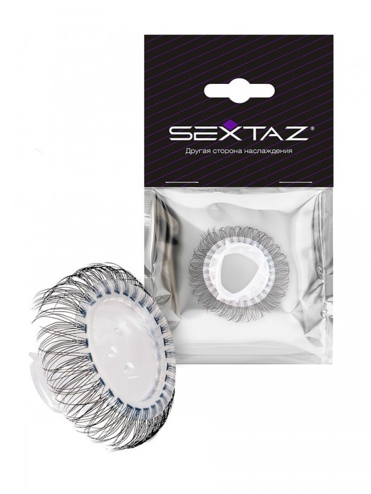 Эластичное эрекционное кольцо с длинными черными «ресничками» - Sextaz - в Черкесске купить с доставкой