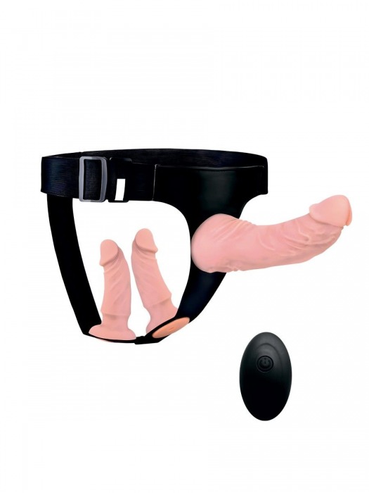Женский страпон с 3 насадками и вибрацией - Erowoman-Eroman - купить с доставкой в Черкесске