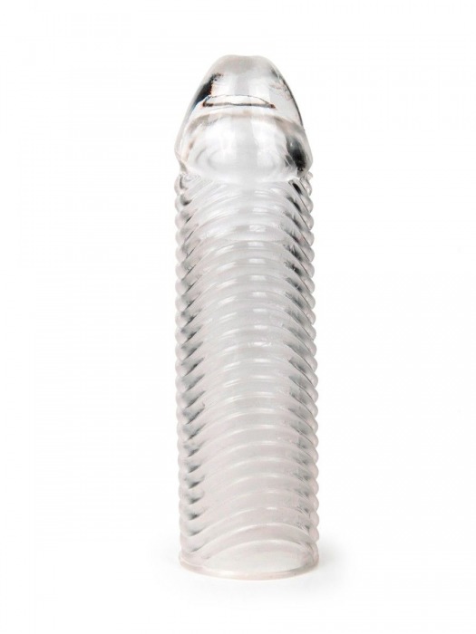 Прозрачная закрытая насадка на пенис с ребрышками - 16 см. - Sex Expert - в Черкесске купить с доставкой