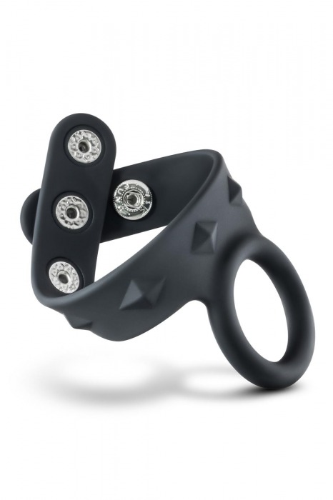 Черное эрекционное кольцо с подхватом мошонки на кнопках VS6 - Blush Novelties - в Черкесске купить с доставкой