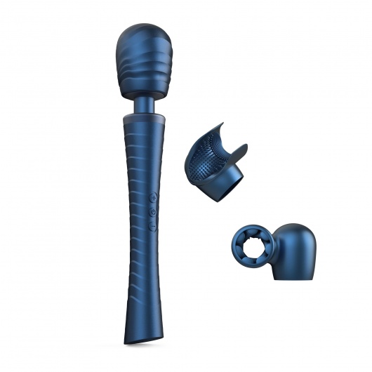 Синий вибромассажёр с насадками Man.wand Edgy - Manwan - в Черкесске купить с доставкой
