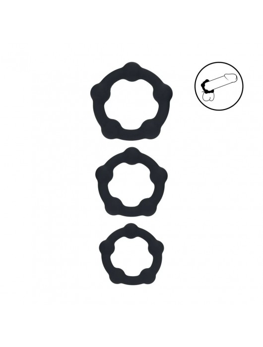 Набор из 3 эрекционных колец Beaded Silicone Cockring Set - Shots Media BV - в Черкесске купить с доставкой