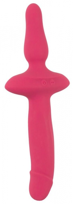Розовый двусторонний вибратор 2in1 Vibrator   Butt Plug - Orion