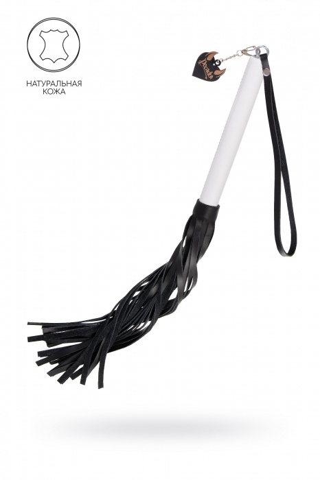 Плеть с белой рукоятью и чёрными хлыстами - 50 см. - Pecado - купить с доставкой в Черкесске