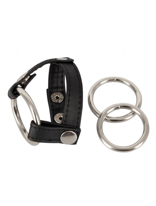 Подхват для мошонки с 3 съемными эрекционными кольцами Leder-Riemen - Orion - в Черкесске купить с доставкой