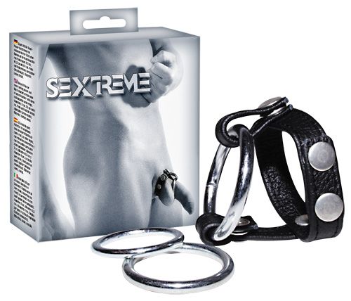 Подхват для мошонки с 3 съемными эрекционными кольцами Leder-Riemen - Orion - в Черкесске купить с доставкой