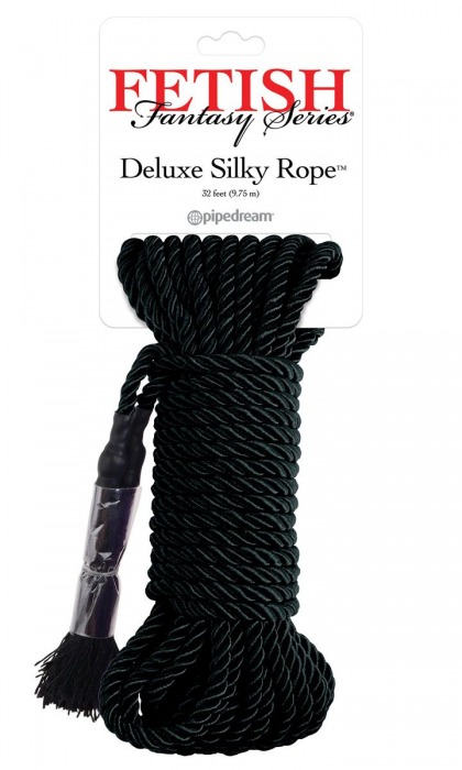 Черная веревка для фиксации Deluxe Silky Rope - 9,75 м. - Pipedream - купить с доставкой в Черкесске