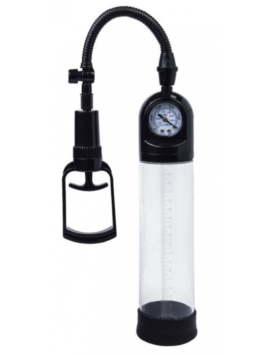 Чёрная вакуумная помпа A-toys с манометром и прозрачной колбой - A-toys - в Черкесске купить с доставкой