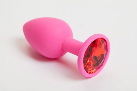 Розовая анальная пробка с красным кристаллом - 9,5 см. - 4sexdreaM - купить с доставкой в Черкесске