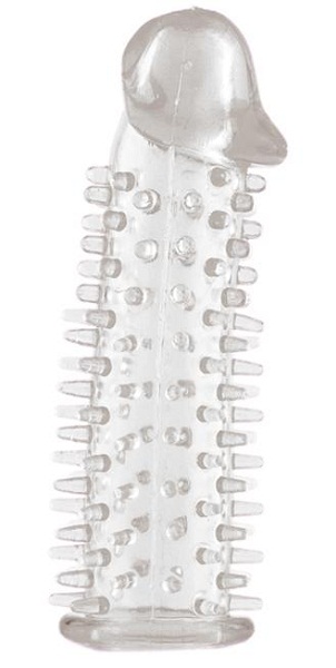 Прозрачная насадка на половой член с закрытой головкой и шипами - 12,5 см. - Toyfa Basic - в Черкесске купить с доставкой