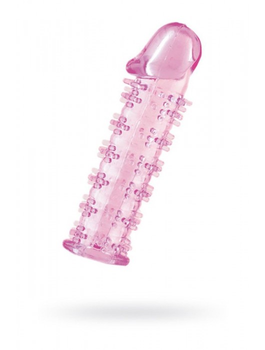 Гелевая розовая насадка на фаллос с шипами - 12 см. - Toyfa Basic - в Черкесске купить с доставкой