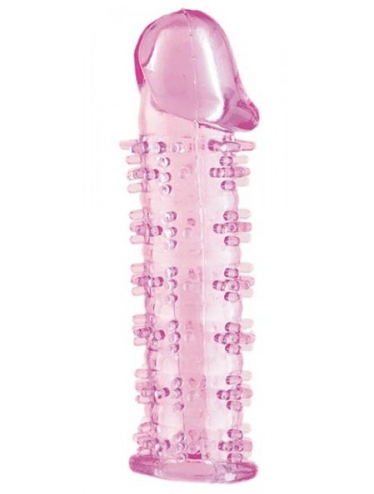 Гелевая розовая насадка на фаллос с шипами - 12 см. - Toyfa Basic - в Черкесске купить с доставкой