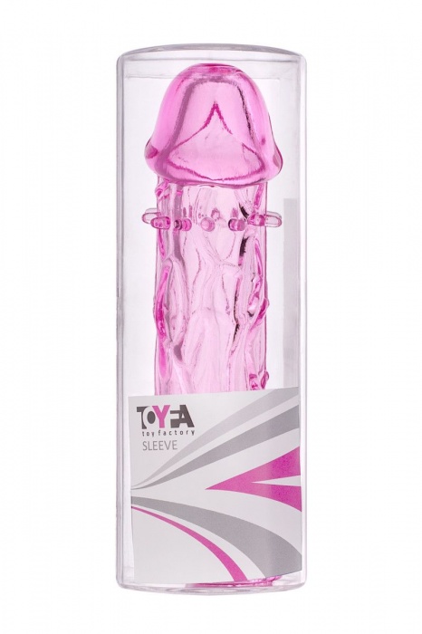 Гладкая розовая насадка с усиками под головкой - 12,5 см. - Toyfa Basic - в Черкесске купить с доставкой