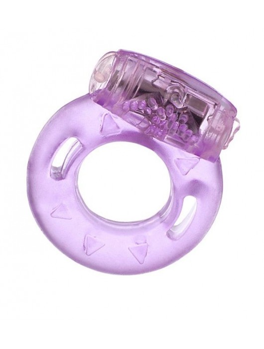 Фиолетовое эрекционное кольцо с виброэлементом в верхней части - Toyfa Basic - в Черкесске купить с доставкой