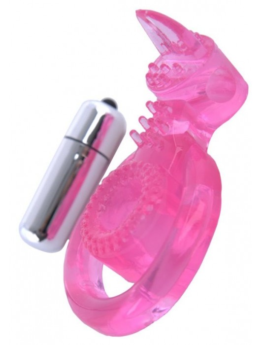 Розовая вибронасадка со стимулятор клитора   Язычок - Toyfa Basic - в Черкесске купить с доставкой