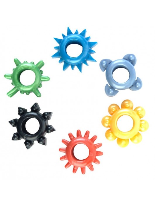 Набор из 6 разноцветных эрекционных колец - Toyfa Basic - в Черкесске купить с доставкой