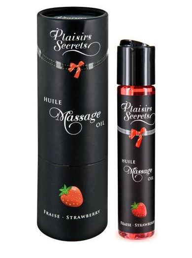Массажное масло с ароматом клубники Huile de Massage Gourmande Fraise des Bois - 59 мл. - Plaisir Secret - купить с доставкой в Черкесске