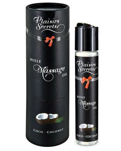 Массажное масло с ароматом кокоса Huile de Massage Gourmande Coco - 59 мл. - Plaisir Secret - купить с доставкой в Черкесске