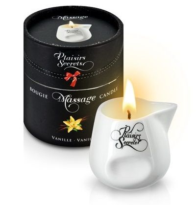 Массажная свеча с ароматом ванили Bougie Massage Gourmande Vanille - 80 мл. - Plaisir Secret - купить с доставкой в Черкесске