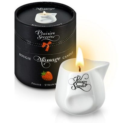 Массажная свеча с ароматом клубники Bougie de Massage Gourmande Fraise - 80 мл. - Plaisir Secret - купить с доставкой в Черкесске