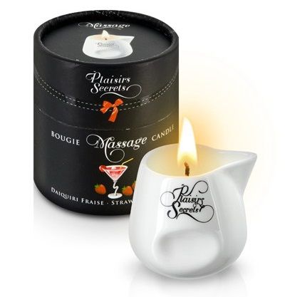 Массажная свеча с ароматом клубничного дайкири Bougie de Massage Daikiri Fraise - 80 мл. - Plaisir Secret - купить с доставкой в Черкесске