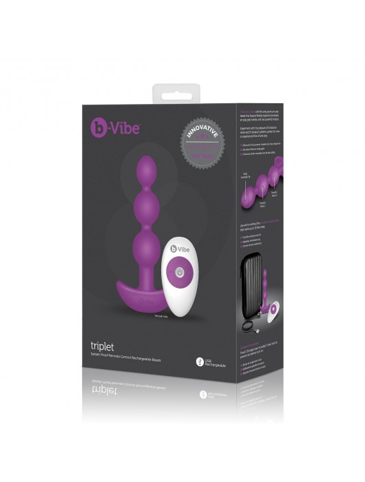Анальная виброёлочка TRIPLET ANAL BEADS FUCHSIA - 14 см. - b-Vibe