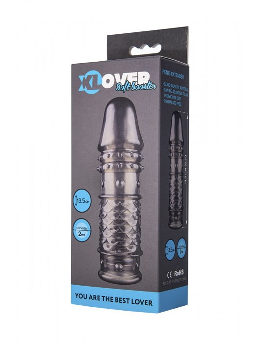 Дымчатая закрытая насадка ToyFa XLover с чешуйками и пупырышками - 13,5 см. - ToyFa - в Черкесске купить с доставкой