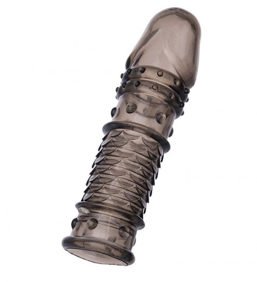 Дымчатая закрытая насадка ToyFa XLover с чешуйками и пупырышками - 13,5 см. - ToyFa - в Черкесске купить с доставкой