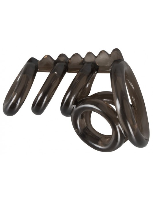 Дымчатая насадка на пенис и мошонку с гребнем Penis Hodenring - Orion - в Черкесске купить с доставкой