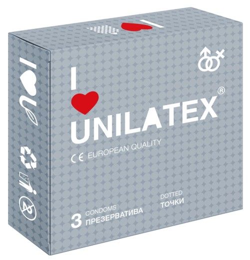 Презервативы с точками Unilatex Dotted - 3 шт. - Unilatex - купить с доставкой в Черкесске