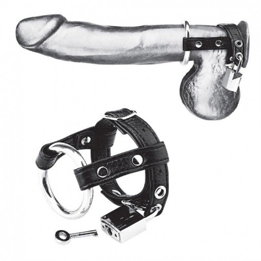 Утяжка на пенис на замочке Duo Cock And Ball Lock - BlueLine - купить с доставкой в Черкесске