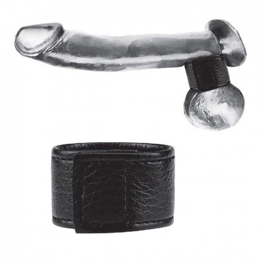 Чёрная утяжка на мошонку 1  Velcro Ball Stretcher - BlueLine - купить с доставкой в Черкесске