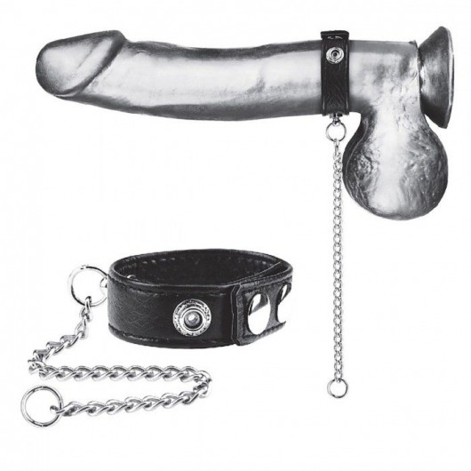 Утяжка на пенис с поводком Snap Cock Ring With 12  Leash - BlueLine - купить с доставкой в Черкесске