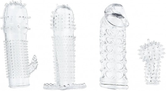 Набор из 4 насадок на член Pleasured Penis Enhancement Sleeve 4 Pack - XR Brands - в Черкесске купить с доставкой